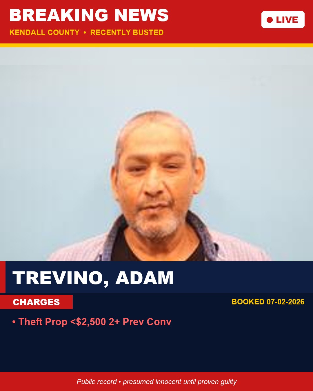 Trevino, Adam booking photo