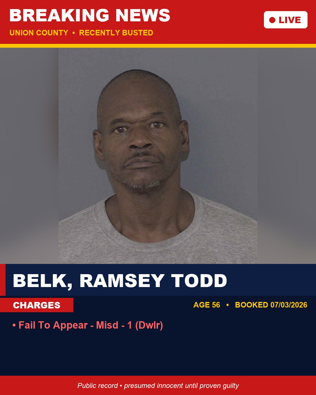 BELK, RAMSEY TODD booking photo