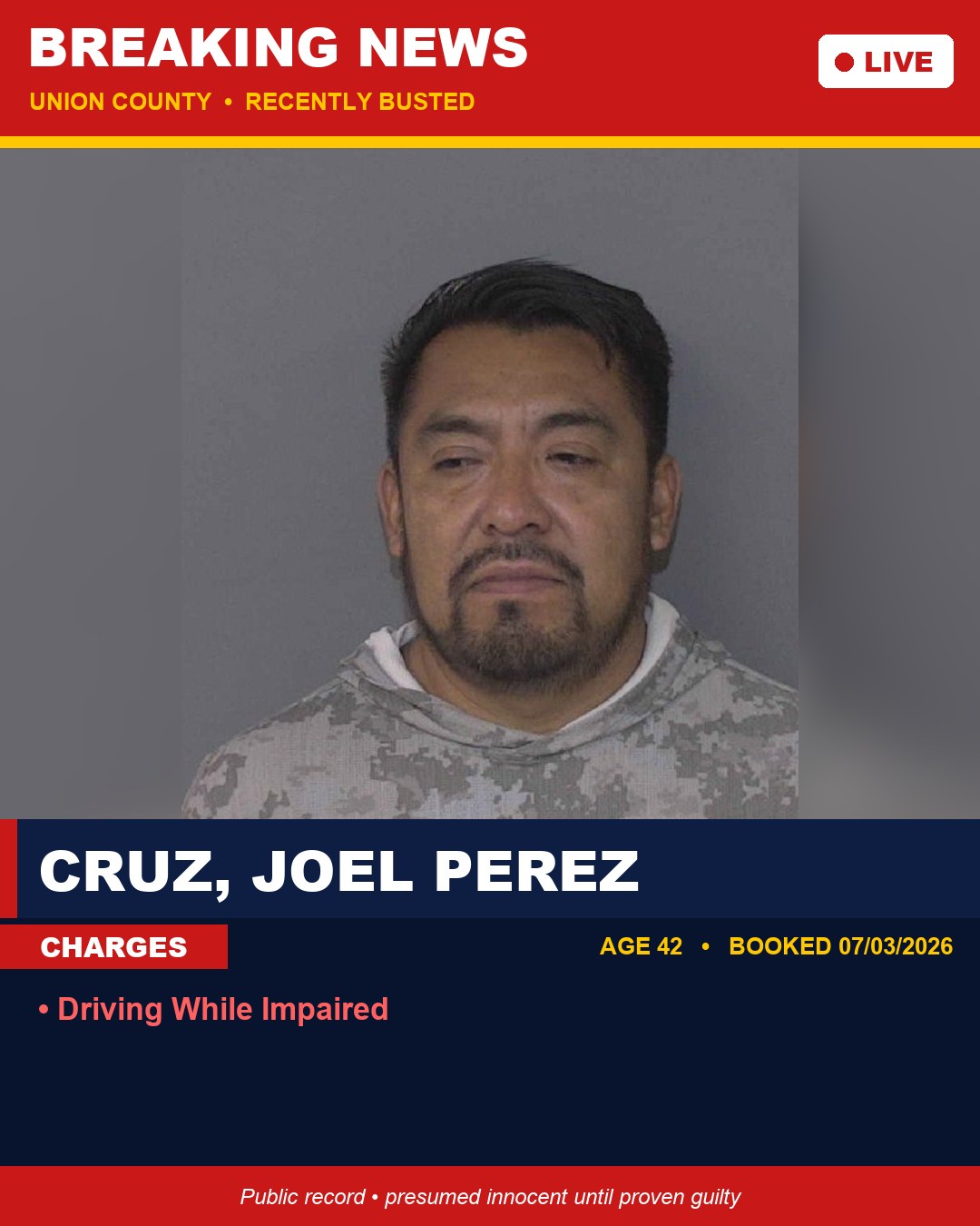 CRUZ, JOEL PEREZ booking photo