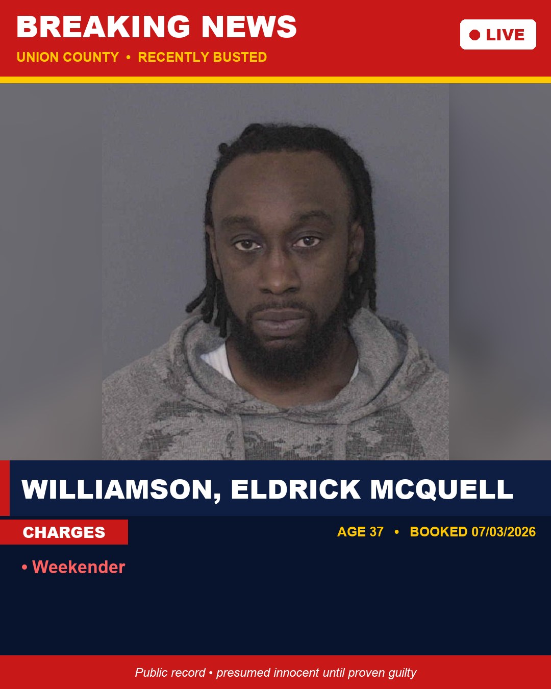 WILLIAMSON, ELDRICK MCQUELL booking photo