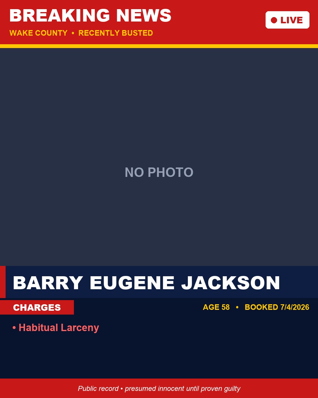 BARRY EUGENE JACKSON booking photo