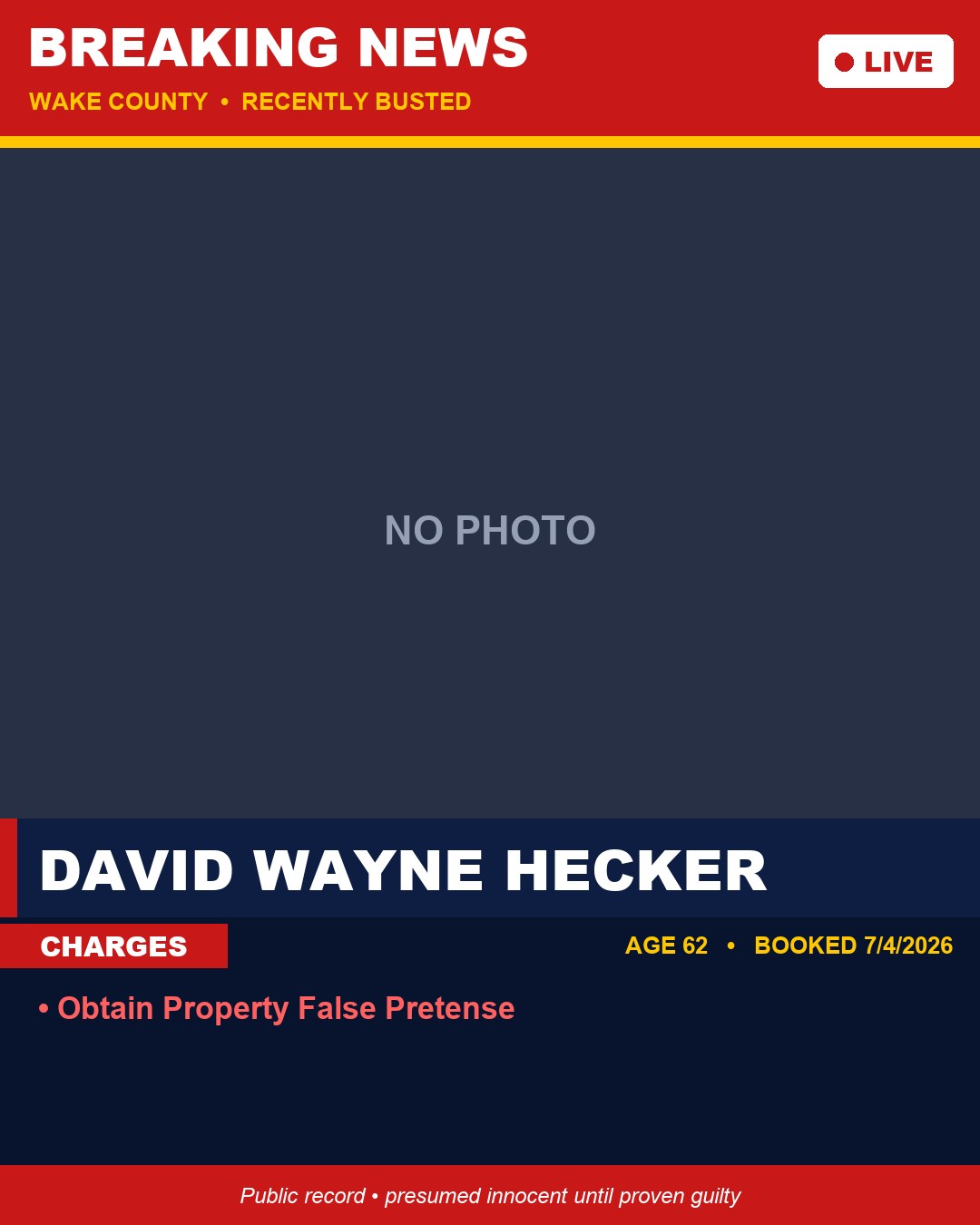 DAVID WAYNE HECKER booking photo