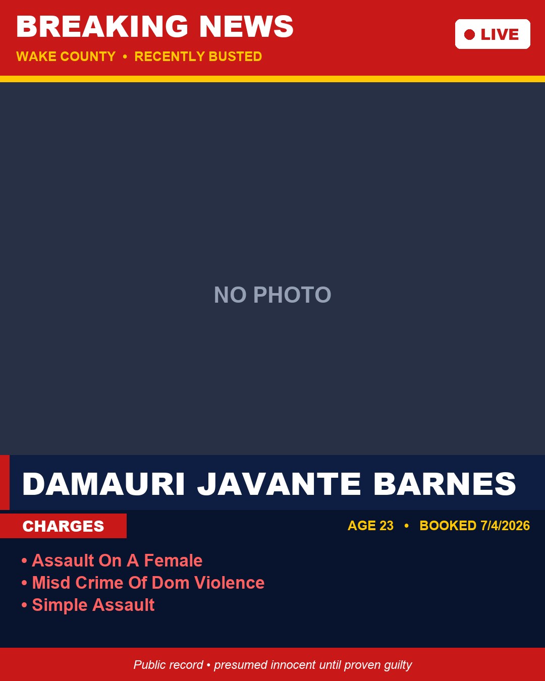 DAMAURI JAVANTE BARNES booking photo