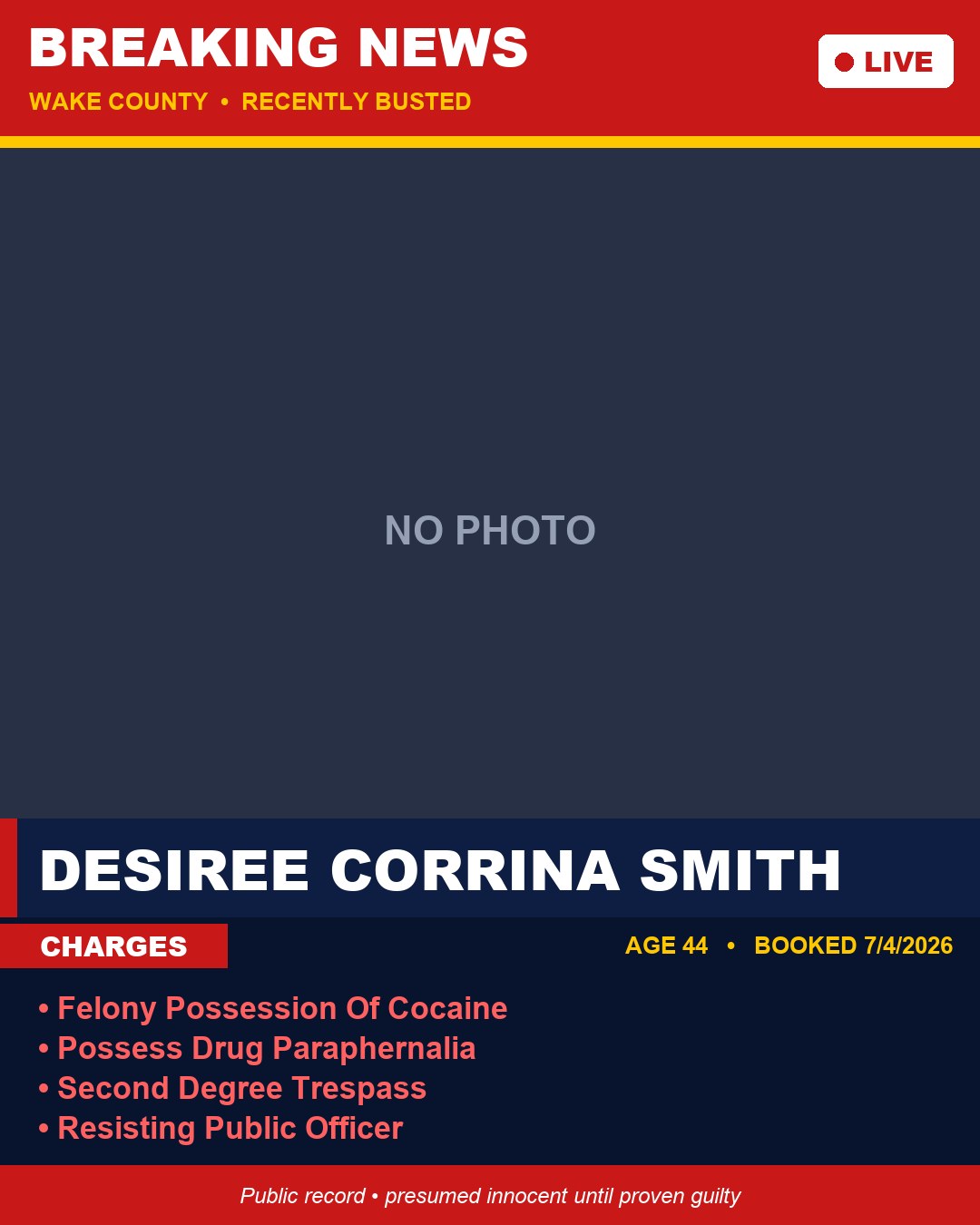 DESIREE CORRINA SMITH booking photo