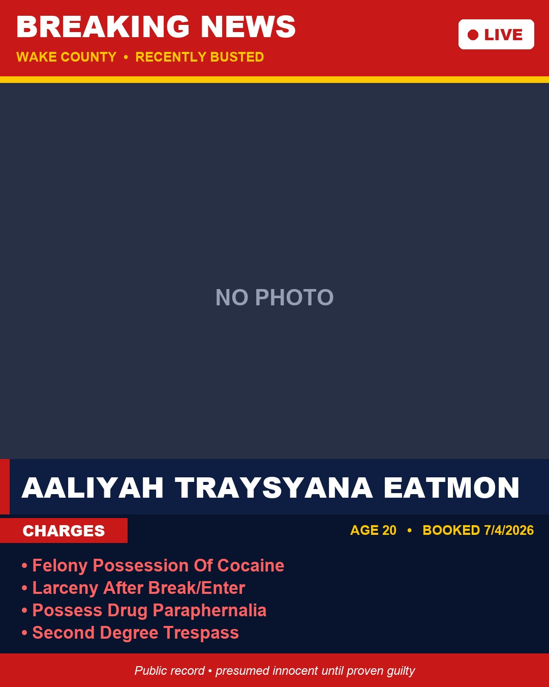 AALIYAH TRAYSYANA EATMON booking photo
