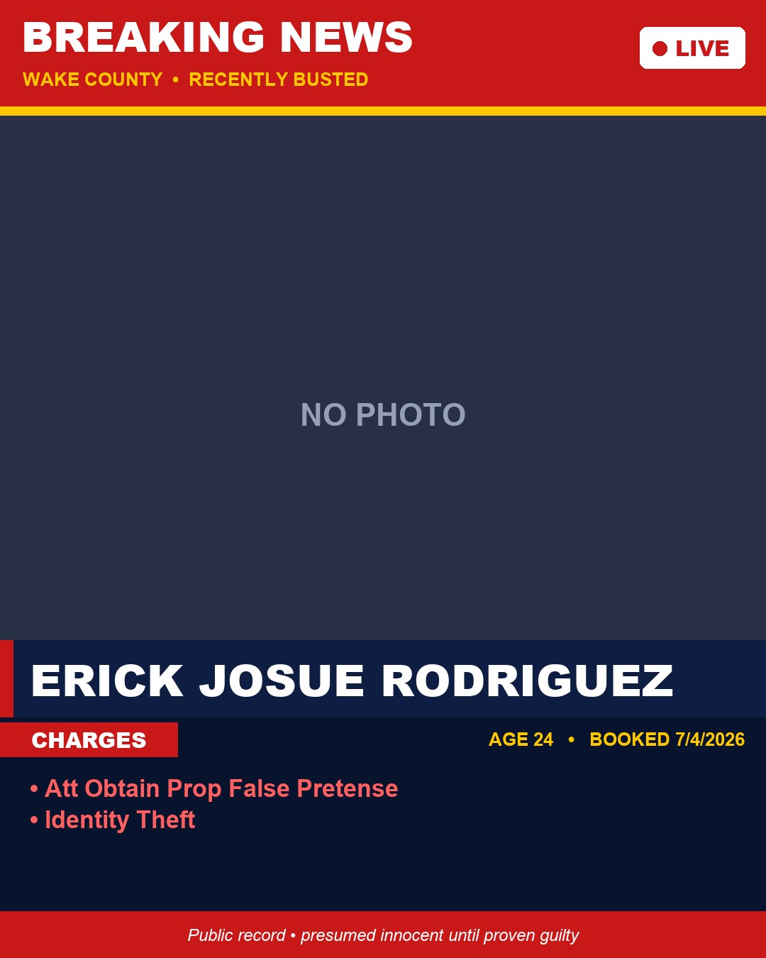 ERICK JOSUE RODRIGUEZ booking photo