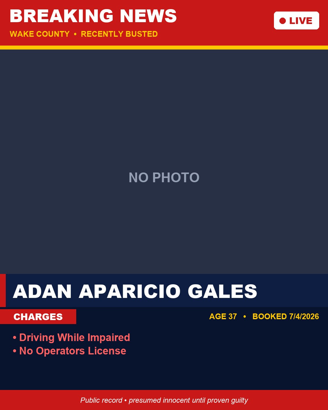 ADAN APARICIO GALES booking photo
