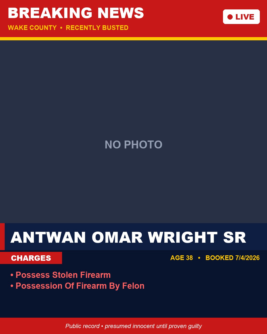 ANTWAN OMAR WRIGHT SR booking photo