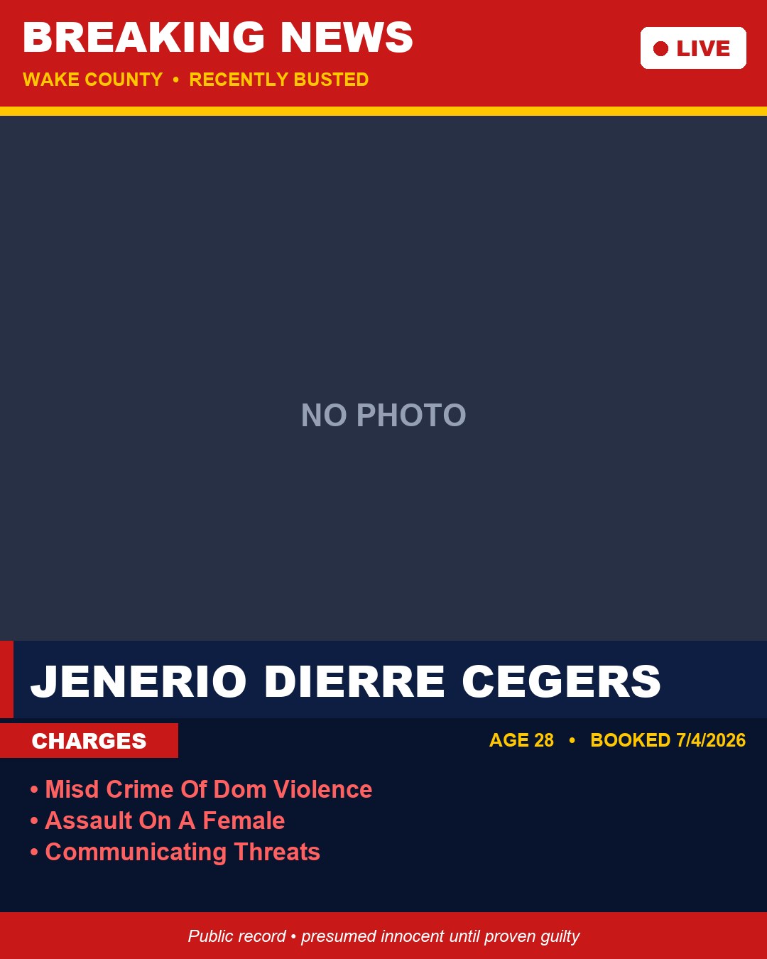 JENERIO DIERRE CEGERS booking photo